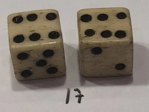 Authentische Bürgerkriegszeit Paar Knochen (Rinder) Würfel 3/8 Zoll - Bild 1 von 4