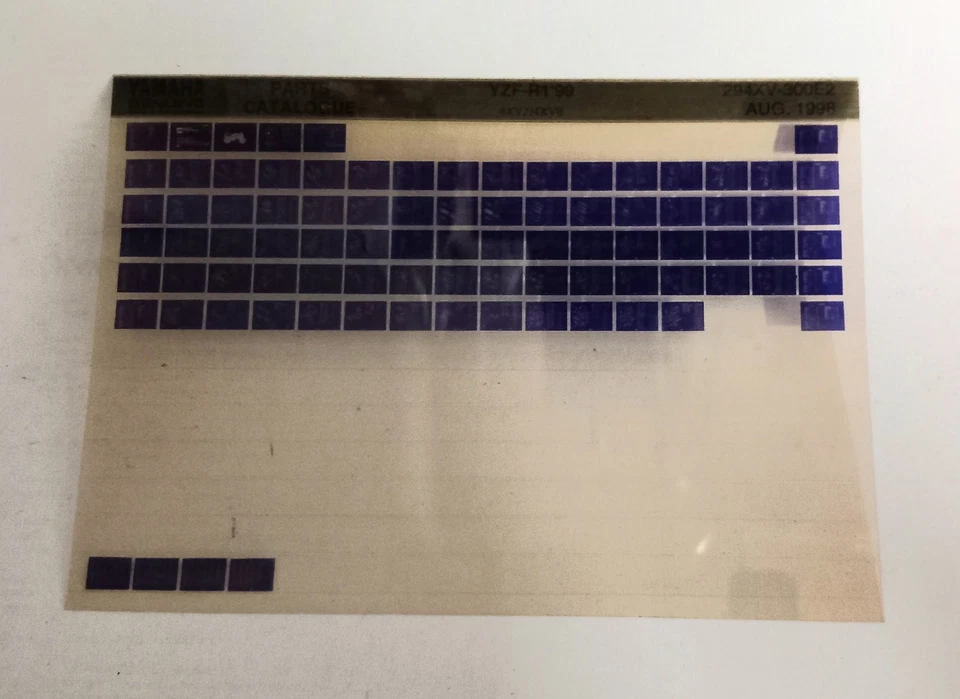Yamaha YZF-R1 4XV7/8 1999 Spare Parts List Microfiche. (Aug 1998) - Image 1 of 1