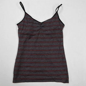 Vintage Express Tank Top Womens Medium Red Gray Stripe Whimsigoth Spaghetti Y2K - Picture 1 of 8