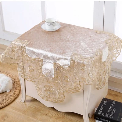 Vintage Embroidered Lace Tablecloth Dining Kitchen Table Cover Wedding Decor - Image 1 of 4