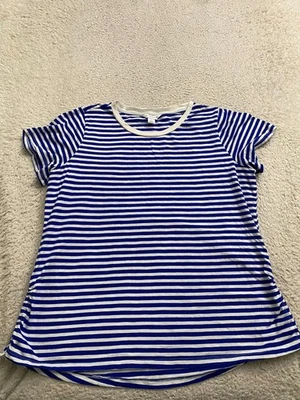 Camiseta Liz Claiborne Mujer Rayas Manga Corta Cuello Redondo Azul Blanco Talla XXL Foto 1 de 4