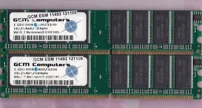 2GB 2x1GB PC-3200 GCM COMPUTERS DDR-400 PC3200 SAMSUNG DESKTOP MEMORY KIT DDR1 - Image 1 of 3