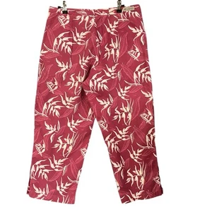 Pantalones al tobillo Columbia para mujer rosa blanco mezcla de lino cordón medianos - Imagen 1 de 6