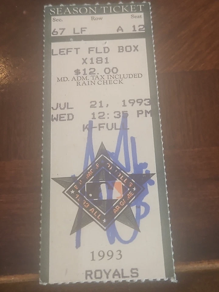 greg gagne signed ticket autographed kansas city royals 1993 game ticket stub 93 - Imagem 1 de 1