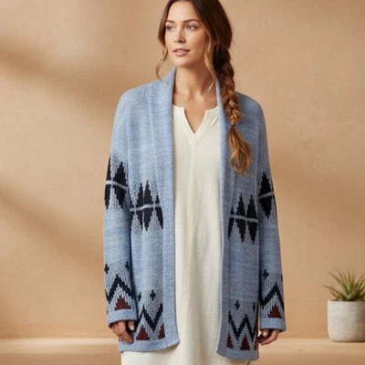 Cárdigan tejido chal azul UO Ecote, pequeño Foto 1 de 4