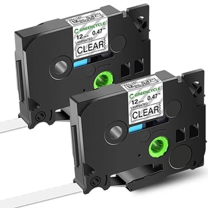 2PK compatible con Brother P-touch Label Maker Tape TZe 131 negro sobre transparente 1/2"" - Imagen 1 de 12