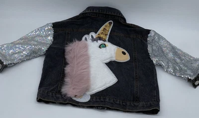 Falmer Heritage Unicorn Sequin Jean Jacket, Girls (marked "100"; Size 4/5?) - Image 1 of 4