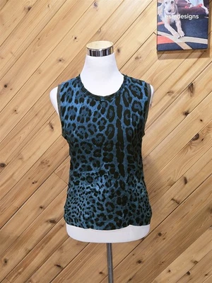 Top Dolce & Gabbana Azul Negro Gris Estampado Animal Sin Mangas 38 Foto 1 de 4