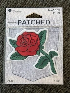 BLUE MOON BEADS Iron-On PATCH “RED ROSE” 2” Embroidered 2017 NEW, Sealed - Picture 1 of 5