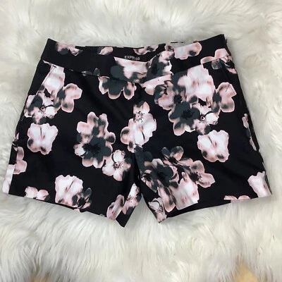 Pantalones cortos chinos florales de talle alto EXPRESS para mujer talla 0 con bolsillos cortados Foto 1 de 4