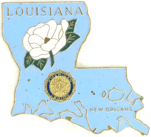 C1960-70 Vintage American Legion New Orleans Louisiana Lapel Pin Magnolia Flower - Picture 1 of 4