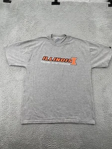 Illinois Fighting Illini Shirt Adult Large Gray Short Sleeve Russell Athletic - Picture 1 of 7