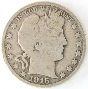 1915 D Barber Half Dollar US 90% Silver 50 Cent Coin Denver Mint United States - Picture 1 of 2