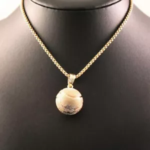 Gold Round Basketball Pendant Chain/Necklace Jewelry Fashion Gifts - Picture 1 of 6