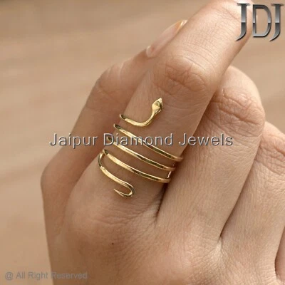 Solid 14k Yellow Gold Ring Snake Ring Handmade Jewelry Gold Ring Minimalist Ring - Image 1 of 4