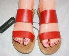 NWT $38 Women&#39;s Red CHARLES ALBERT Two Strap Sandals Slides Shoes Pick Size