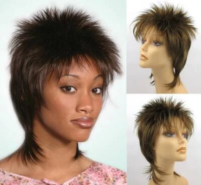 PELUCA SPIKY DE LOS 80 CORTA DE LONGITUD MEDIA PELO LISO EN CAPAS TRASERA BILLIE PUNK POP Foto 1 de 4