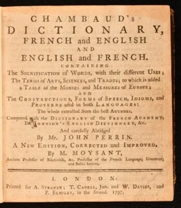 1797 Chambaud's Dictionary French and English Perrin Moysant - Picture 1 of 6