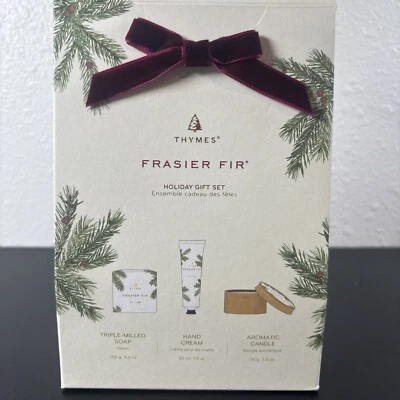 THYMES Frasier Fir SOAP HAND CREAM Travel Candle HOLIDAY 3 PC SET *New * - Image 1 of 4