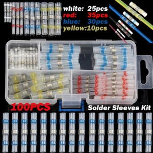 100pcs Waterproof Solder Seal Sleeve Heat Shrink Butt Wire Connectors Terminals - Picture 1 of 11