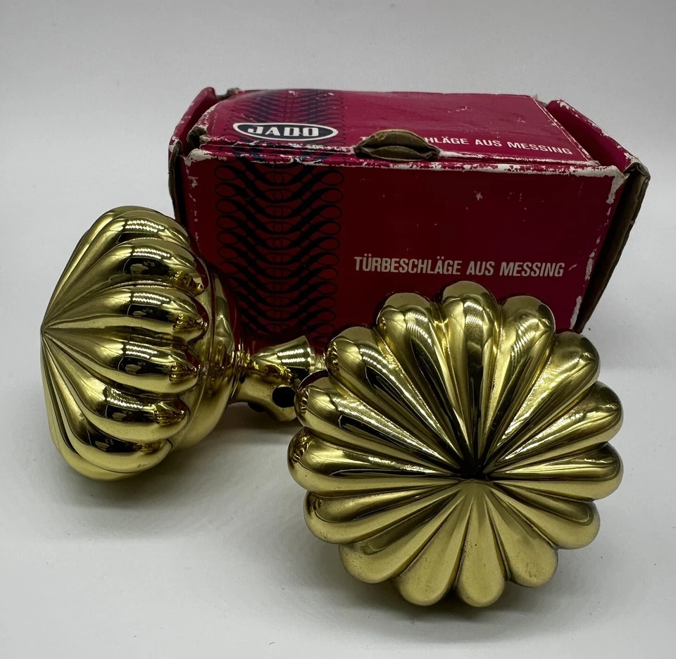 JADO 903 Par de 2 Perillas Latón Pulido Puerta Redonda Gabinete Cajón Tirador Alemania Foto 1 de 4