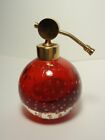 Vintage Red Glass Bubble Perfume Bottle *Missing Bulb, As-Is*