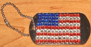 Red White Blue Flag Keychain Sam's Town Las Vegas Souvenir Dog Tag Key Ring - Picture 1 of 8