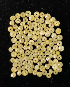 Yellow Natural Diamond Round Loose Bead Rondelle Lot Drilled 3+Ct Scoop 1.5-2MM - Picture 1 of 13
