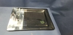 Vintage Black Handpainted Oblong Tray Carnival Glass Back BEAUTIFUL! - Picture 1 of 4