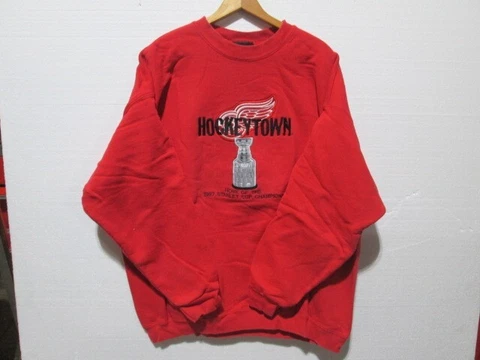 VINTAGE Detroit Red Wings Sweatshirt Men 2XL Red Sweater Fleece Crew Neck A-26 Cover