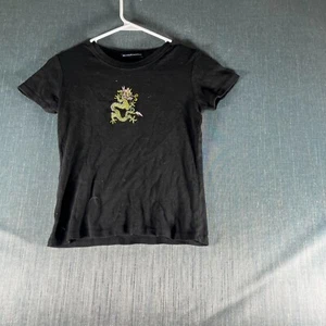 Brandy Melville Women's T-shirt / Top Black with Dragon Embroidery Cotton MB - Picture 1 of 13