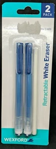 Wexford Retractable White Eraser Refillable 2 Pack + 1 Refill New - Picture 1 of 2