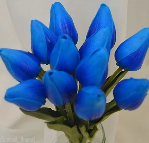 1x LATEX BLUE REAL TOUCH TULIP WEDDING BOUQUET FLOWER FLOWERS AMAZING TULIPS - Picture 1 of 4