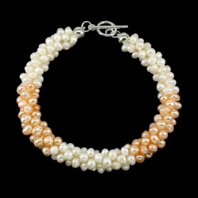 Natural Pearl 6x4mm 925 Sterling Silver Bracelet 8.5 Inches - Изображение 1 из 3