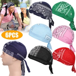 6pcs Men Women Bandana Hip-hop Hat Head Scarf Turban Headwrap Beanie Cycling Cap - Picture 1 of 8