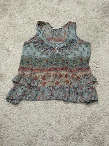 Chelsea & Violet Womens Shirt Size Large Multicolor Print Embellished Beaded - Picture 1 of 10