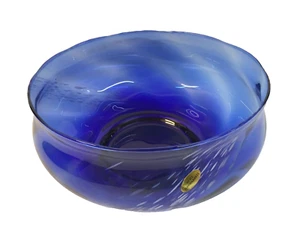 Schale Schüssel rund Blau Glas leicht geflammt 12 cm hoch Obstschale Dekoschale - Bild 1 von 3