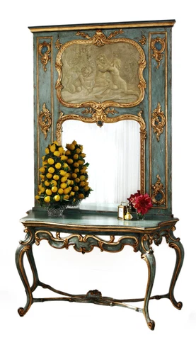 French Antique Rococo Mirror Hall Console Table Louis XV Sty Trumeau Bridgerton Cover