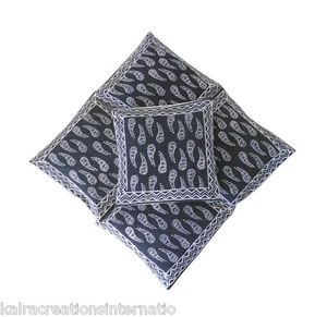 Fundas de cojín 5 piezas hechas a mano fundas de cojín de cachemira negra estampado de bloques - Imagen 1 de 5