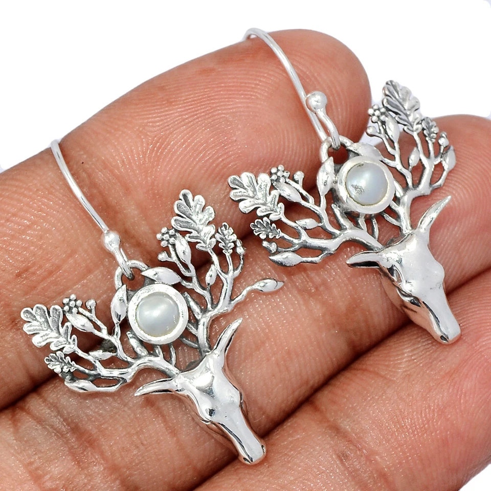 Cara de ciervo - Pendientes de plata de ley 925 con perlas cultivadas CE41378 Foto 1 de 1