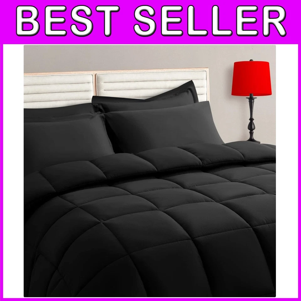 Conjunto de Edredom Warm Fluffy California King - 7 Peças, Preto - Imagem 1 de 4