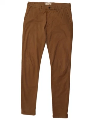 MARKS & SPENCER Mens Skinny Chino Trousers W32 L33 Brown Cotton CC06 - Image 1 of 3