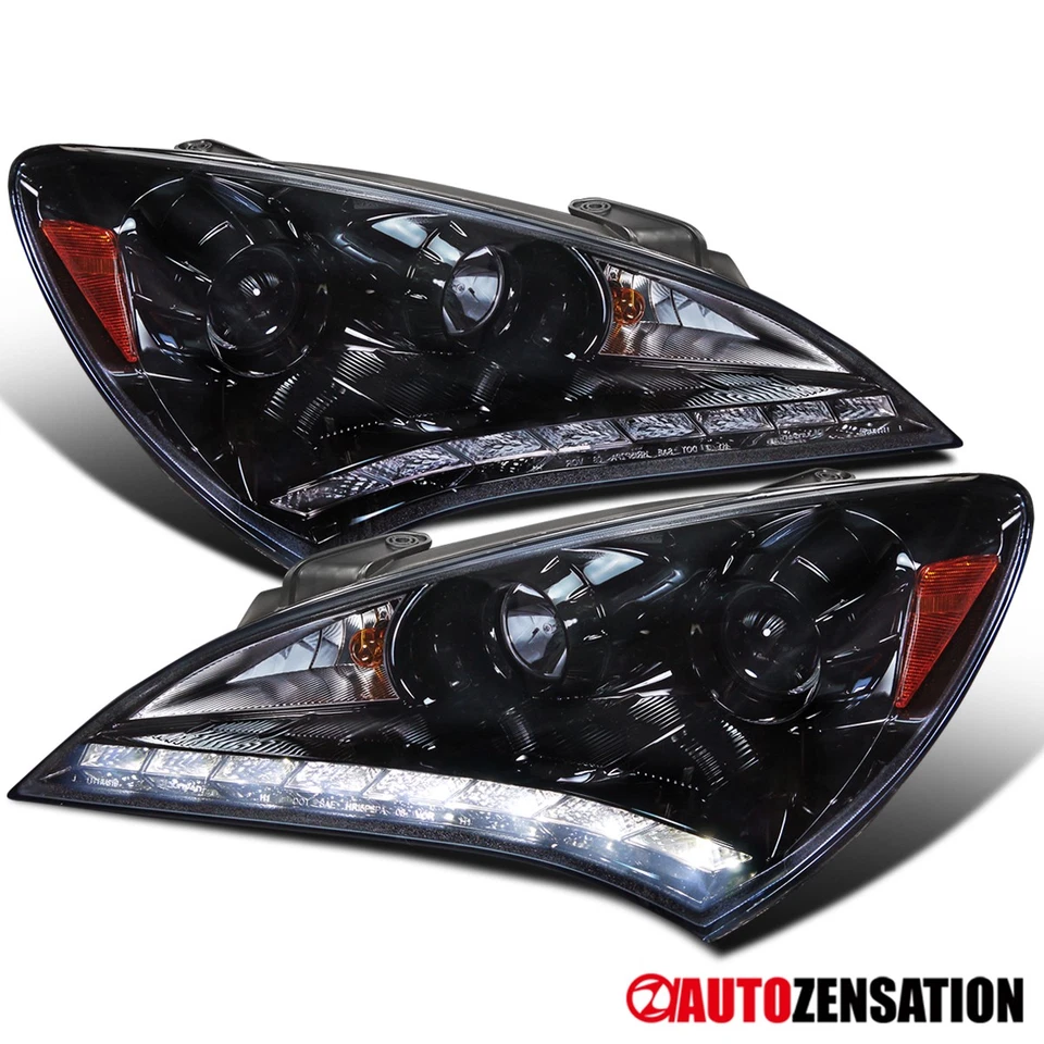 Fit 2010-2012 Hyundai Genesis Coupe Black Smoke LED Strip Projector Headlights Foto 1 de 4