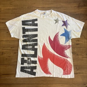VTG 90’s Atlanta 1996 Olympics T-Shirt Flame Stars Graphic White USA - Men’s XL - Picture 1 of 9