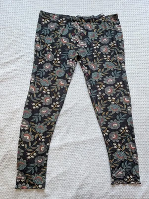 Leggings femininas Gudrun Sjoden XXL preta estampa floral calça elástica micromodal - Imagem 1 de 4