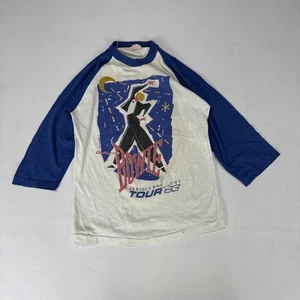 Vintage 1983 DAVID BOWIE Shirt Small Blue White Telelive Tour Canada Distressed - Bild 1 von 7