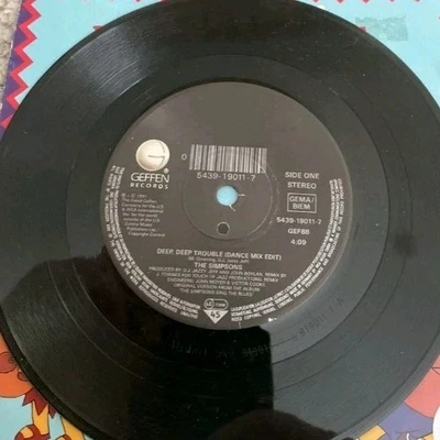 The Simpsons - Deep Deep Trouble 7” Vinyl Single  Geffen Records 1990  - Image 1 of 2