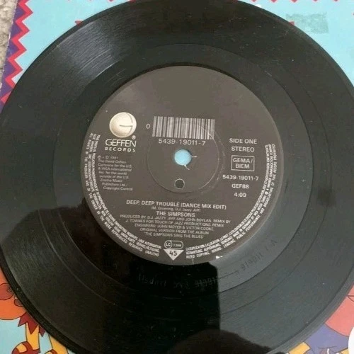 The Simpsons - Deep Deep Trouble 7” Vinyl Single  Geffen Records 1990  - Image 1 of 2