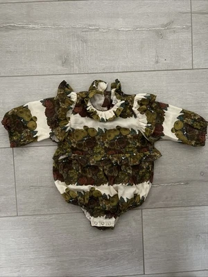 Kate Quinn Cosecha Floral 100% Algodón Orgánico Volantes A Presión Una Pieza 6-12m Foto 1 de 4