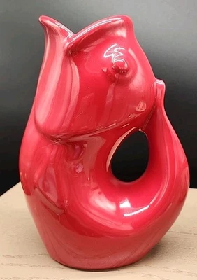 Original 2006 GurglePot Fish Water Pitcher Jug 9 1/2” Red 42oz Flower Vase - Image 1 of 4